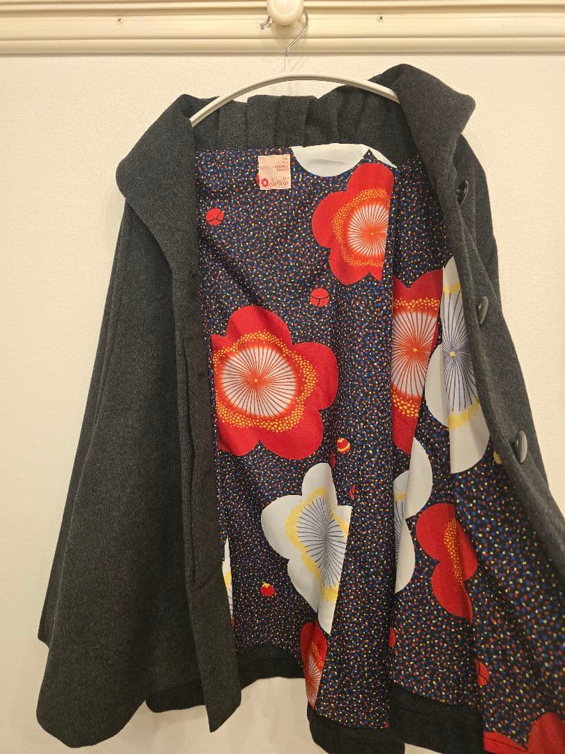 ふりふ　着物羽織り風 ドットポンチョ・ケープコート