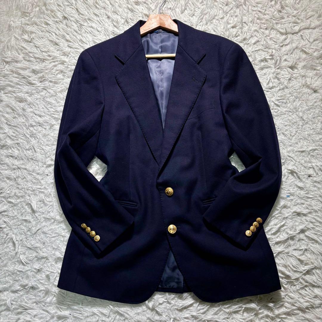 【美品】ポロラルフローレン　紺ブレ　金ボタン　ウール　テーラードジャケット　M