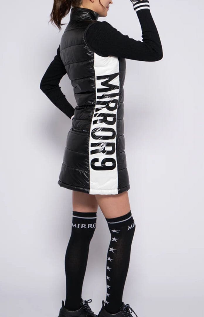 MIRROR9 ダウンベスト風ワンピース/ブラック/Mサイズ