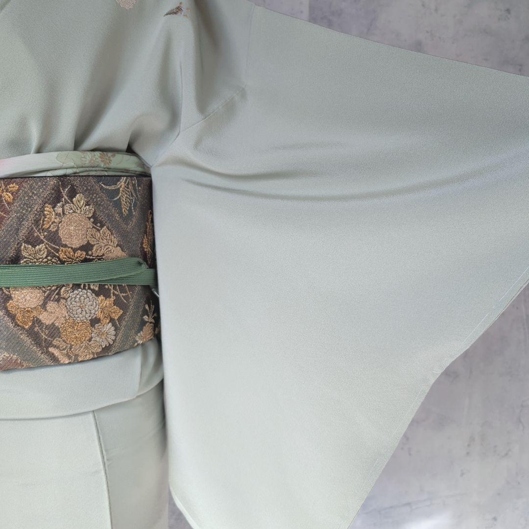 訪問着　フルセット　付け下げ　着物　正絹　刺繍　シンプル　爽やか　しつけ糸　A1