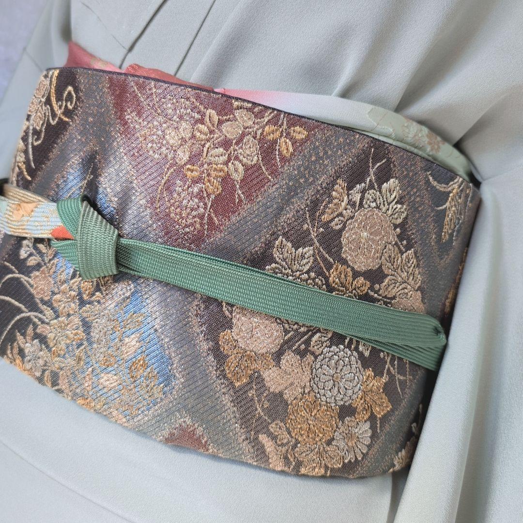 訪問着　フルセット　付け下げ　着物　正絹　刺繍　シンプル　爽やか　しつけ糸　A1