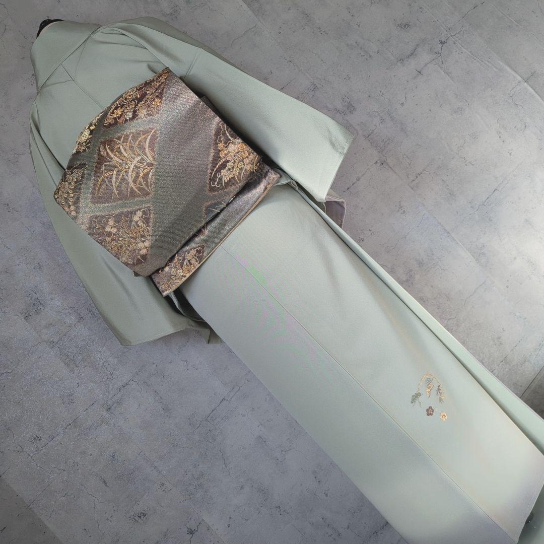 訪問着　フルセット　付け下げ　着物　正絹　刺繍　シンプル　爽やか　しつけ糸　A1