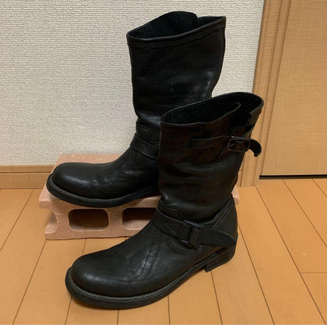 イサムカタヤマ　バックラッシュ黒 レザー エンジニアブーツ