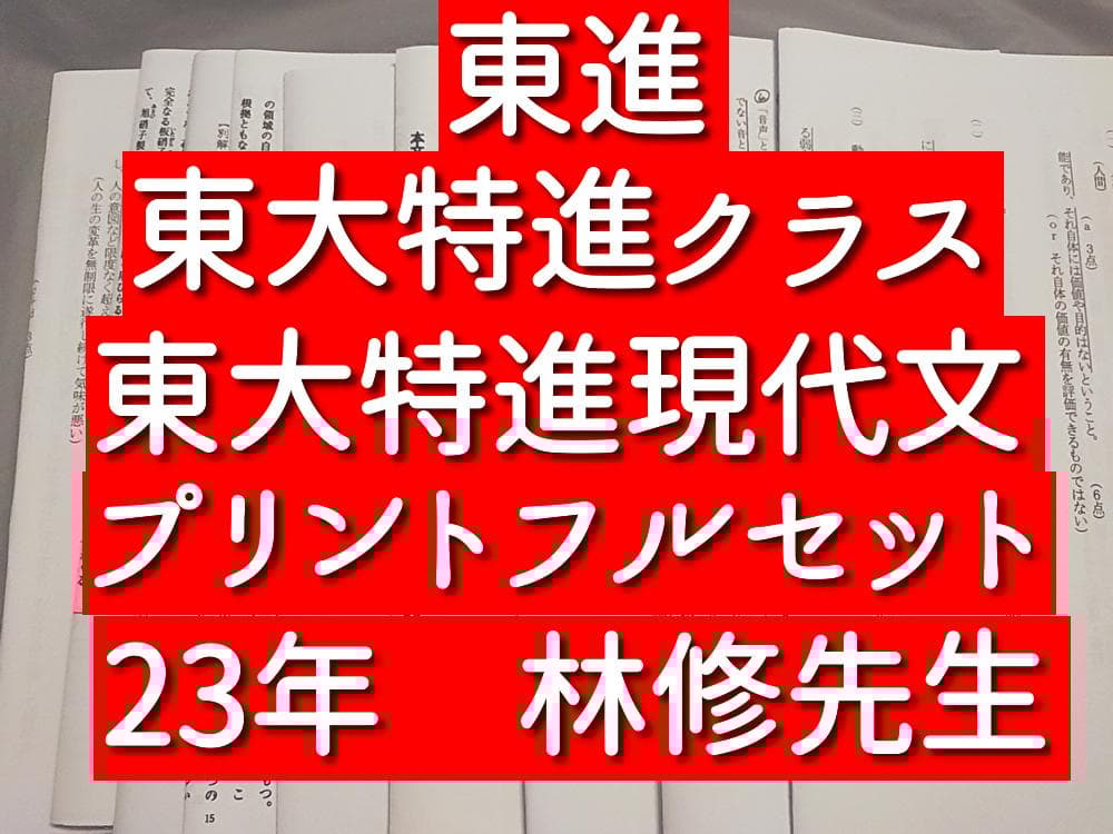 東進　東大特進　東大特進現代文　林修先生　23年　プリントフルセット　駿台河合塾