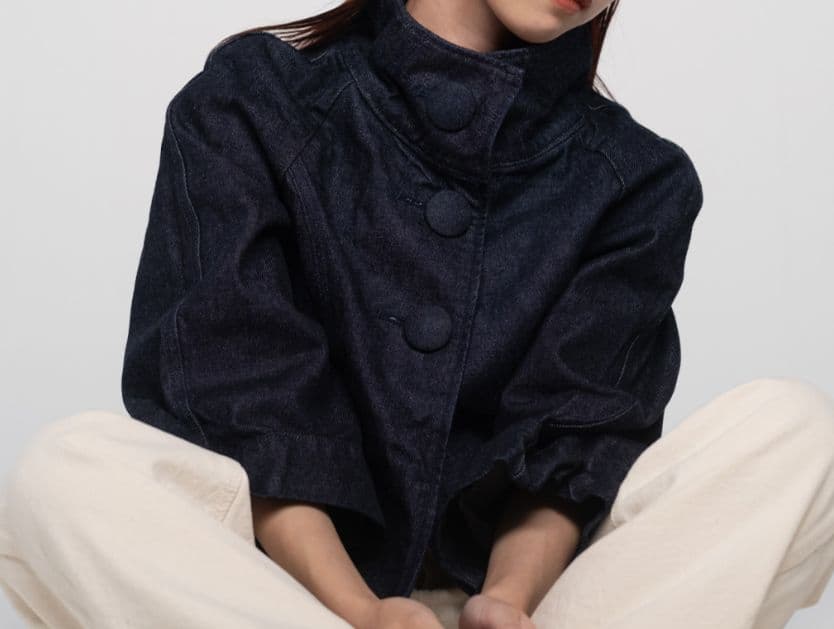 児島デニム（岡山デニム）　ラグラン袖　デニムポンチョ/デニムジャケット