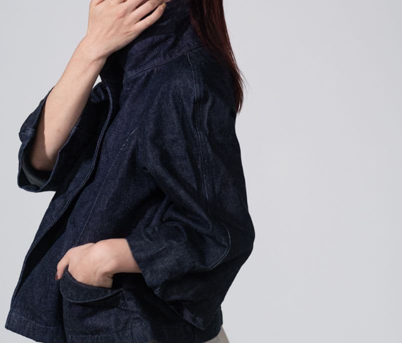児島デニム（岡山デニム）　ラグラン袖　デニムポンチョ/デニムジャケット