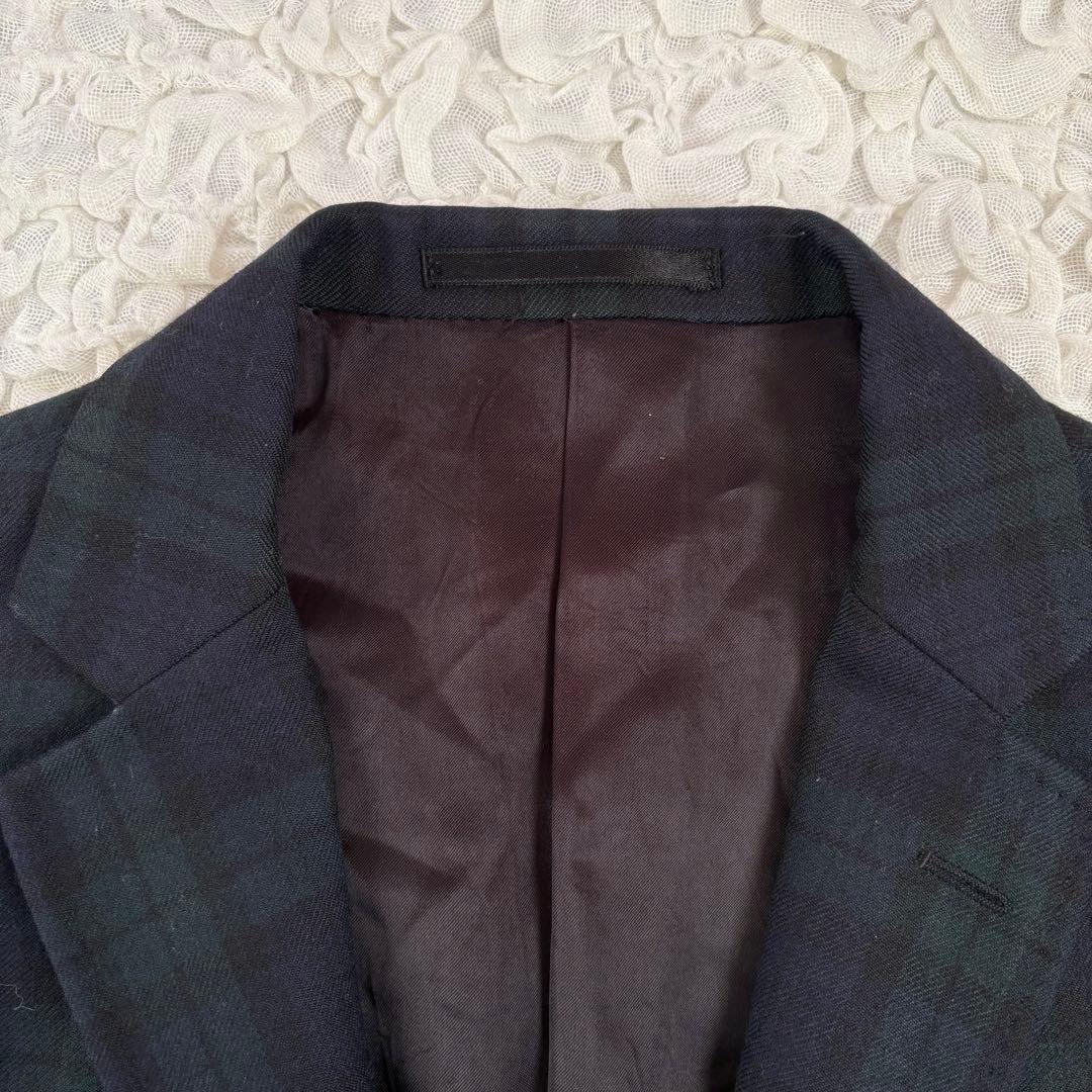 EDIFICEブラックウォッチ柄金ボタンブレザージャケット段返り3ボタン