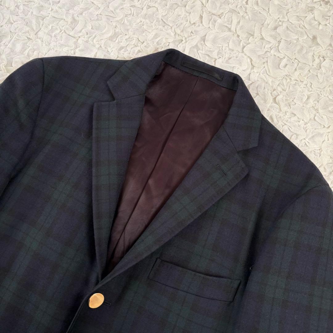 EDIFICEブラックウォッチ柄金ボタンブレザージャケット段返り3ボタン