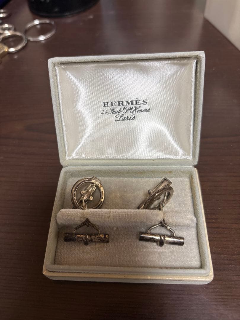 HERMÈS ヴィンテージ　カフリンクス 専用ケース付き