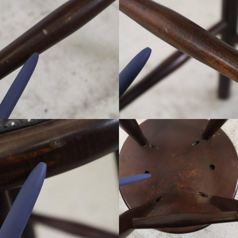 6脚まとめ買い2 ルーマニア製 ハイスツール ビーチ材 ブラック PVCレザー