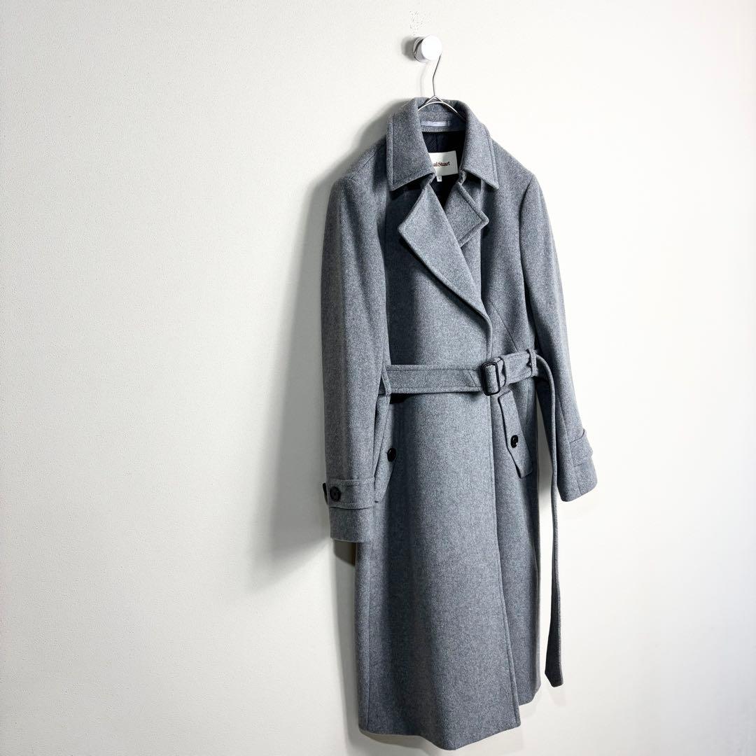 【カシミヤ混】ポールスチュアート　ウールトレンチコート　ベルト付　グレー　8
