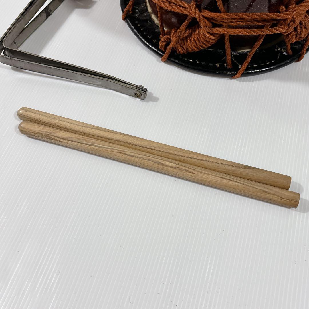締太鼓 和太鼓 和楽器 締め太鼓 打楽器 35センチ レトロ 沖縄 台 バチ付き