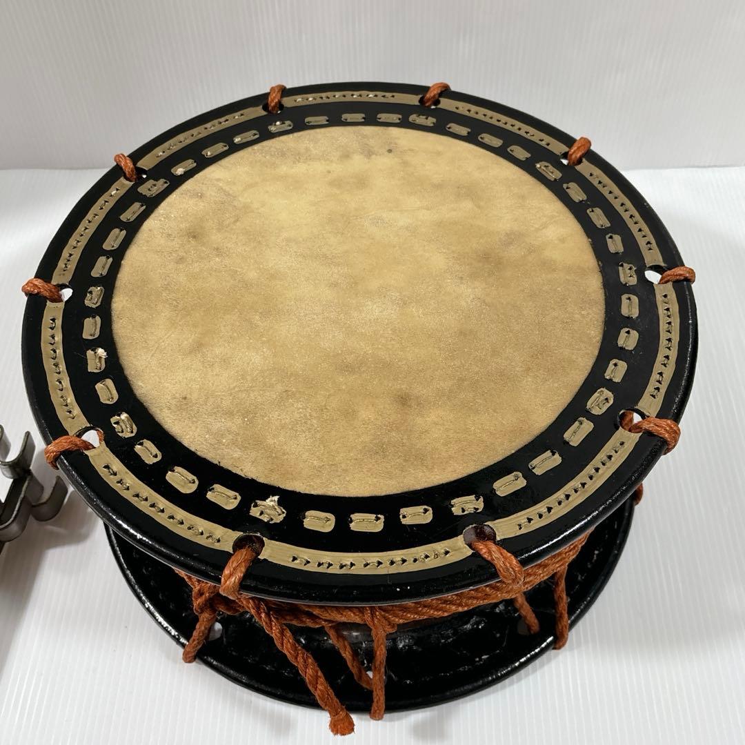 締太鼓 和太鼓 和楽器 締め太鼓 打楽器 35センチ レトロ 沖縄 台 バチ付き