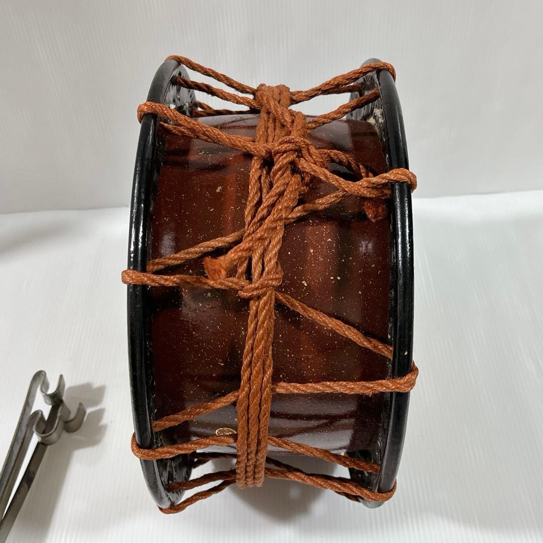 締太鼓 和太鼓 和楽器 締め太鼓 打楽器 35センチ レトロ 沖縄 台 バチ付き