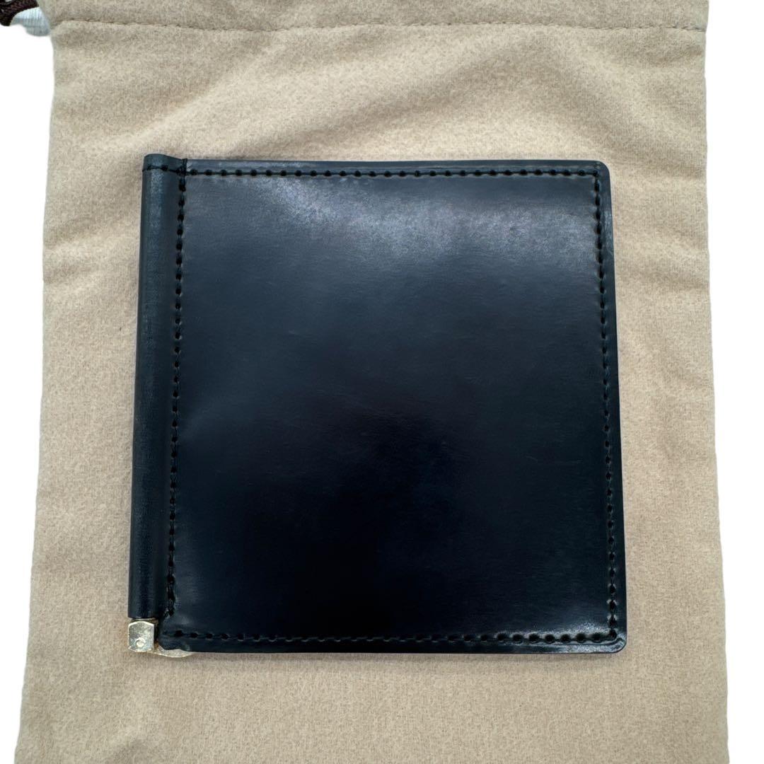 美品 ガンゾ マネークリップ ホーウィン社 シェルコードバン ブラック 刻印