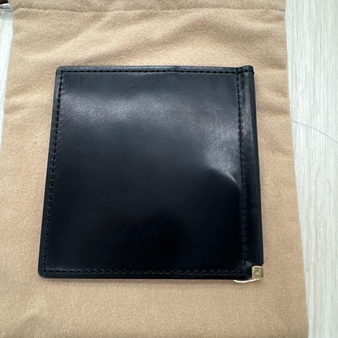 美品 ガンゾ マネークリップ ホーウィン社 シェルコードバン ブラック 刻印