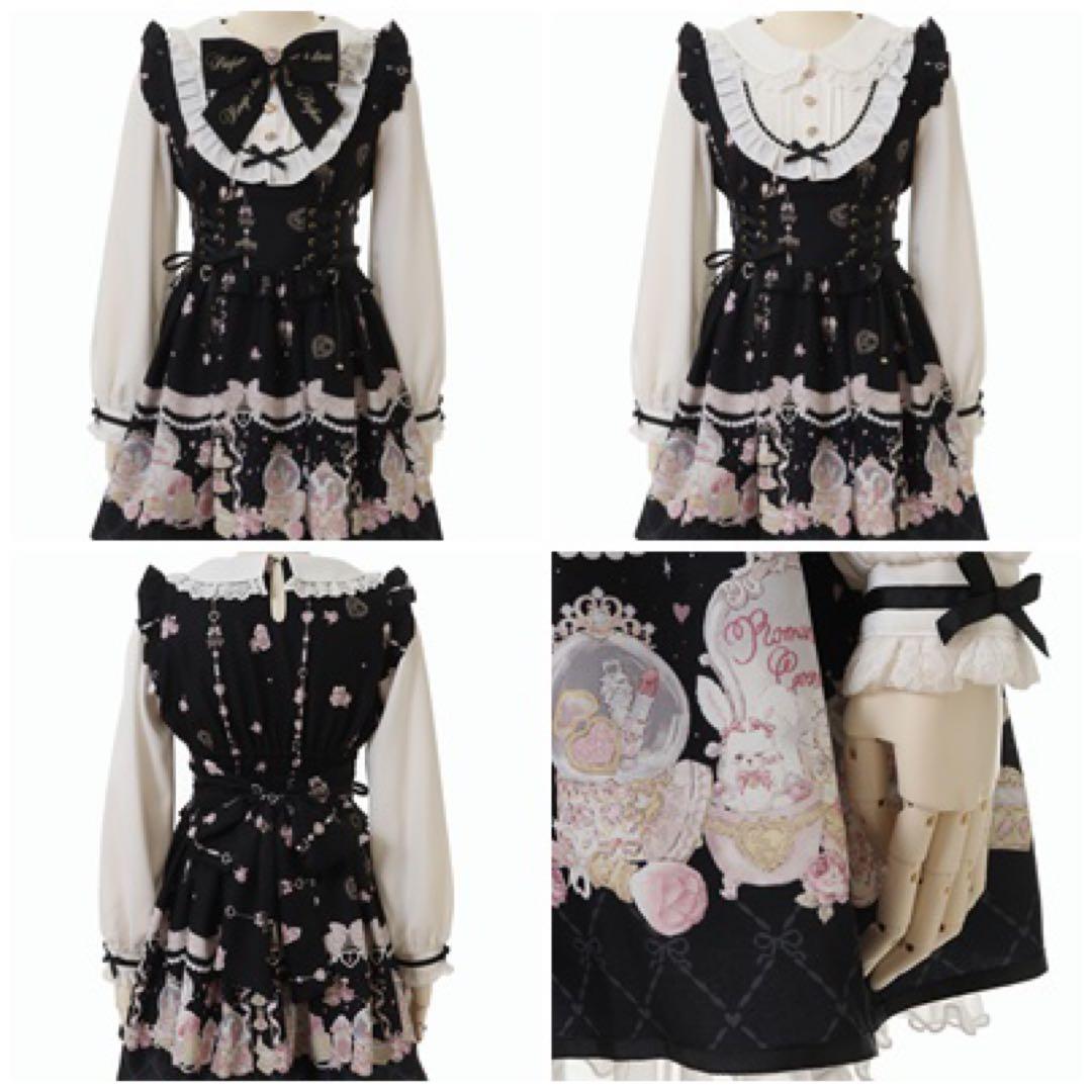 LIZ LISA RomanticCosmetics柄ワンピース黒