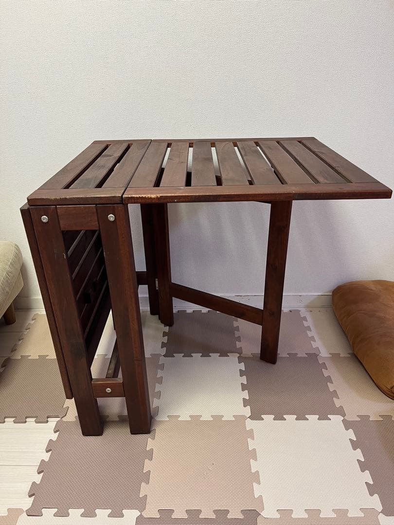 イケアIKEA エップラロー屋外用 折りたたみ木製テーブル ダークブラウン