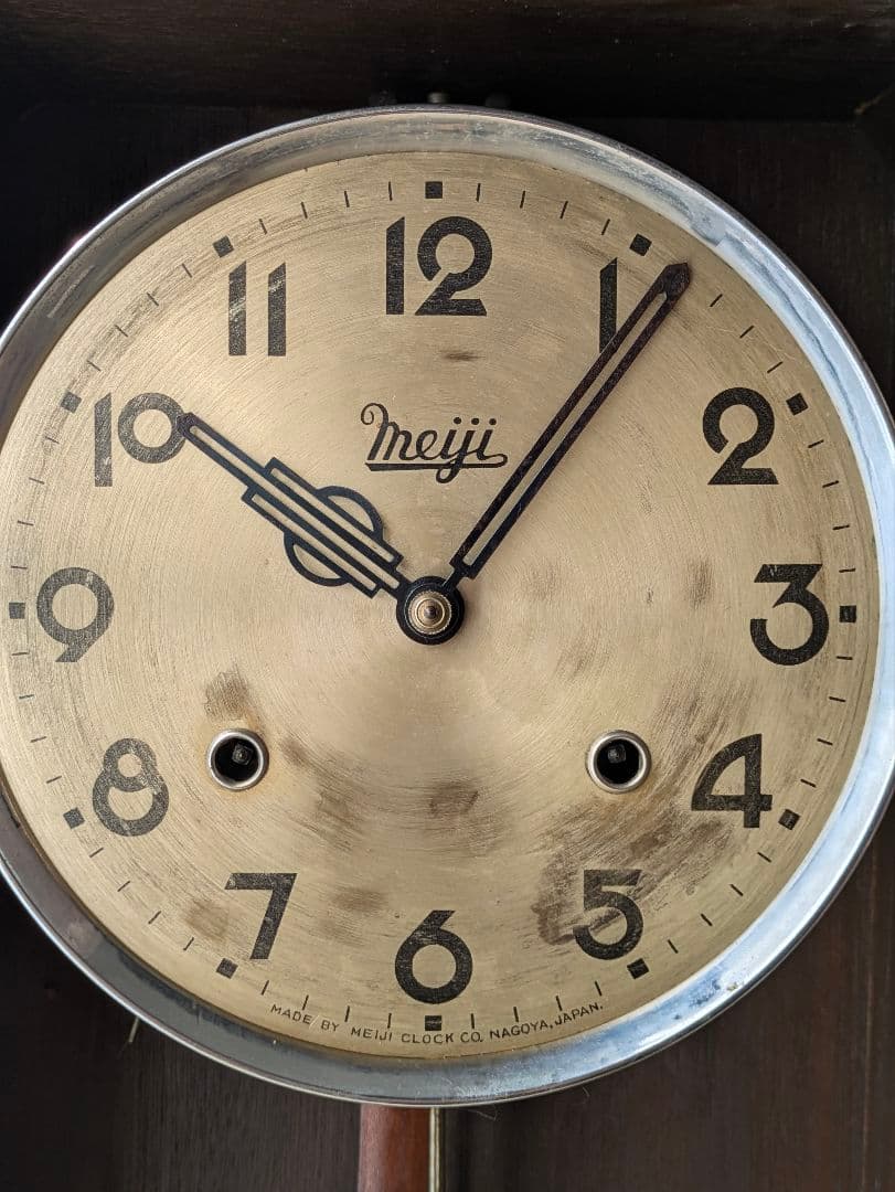 木製　アンティーク　昭和レトロ　柱時計　振り子時計　ゼンマイ式　壁掛け時計