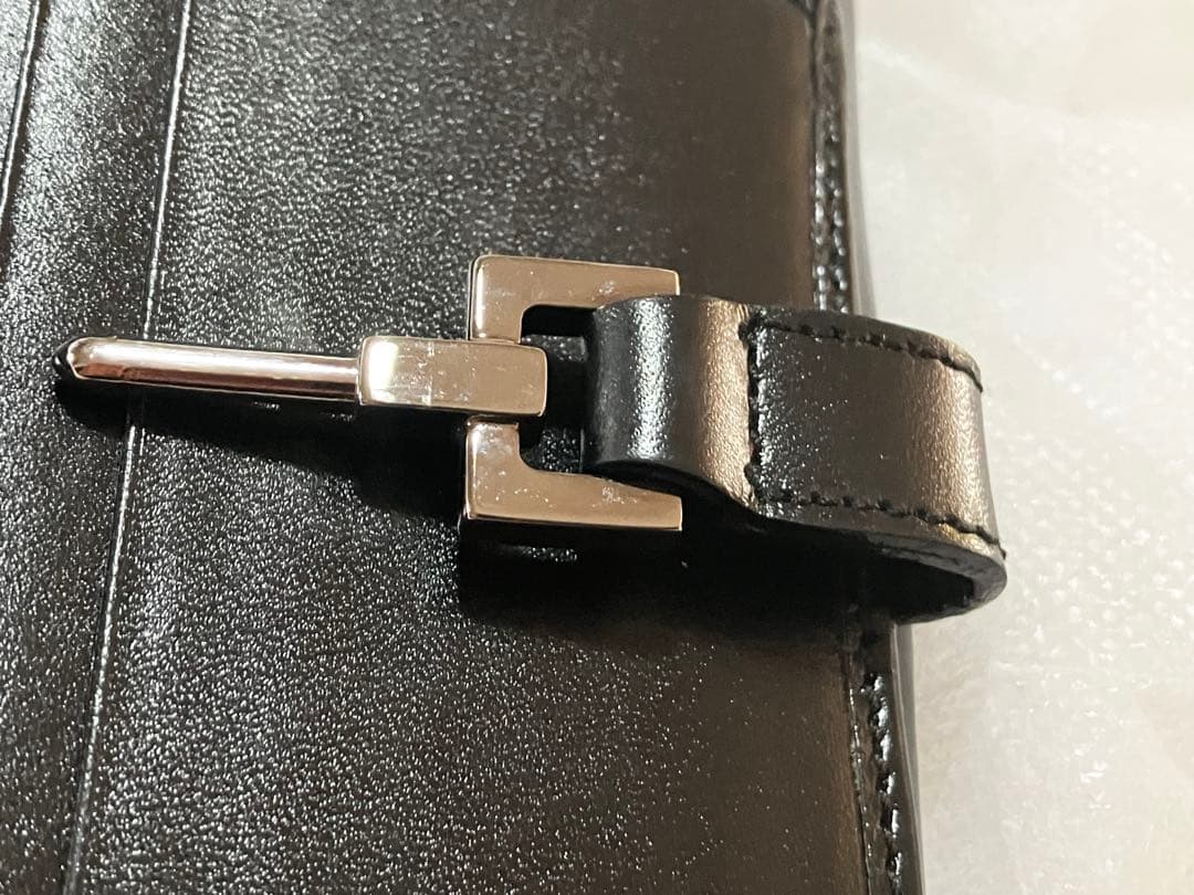 美品 GUCCI グッチ　ジャッキー 二つ折り財布 キャンバス 黒 シマ レザー