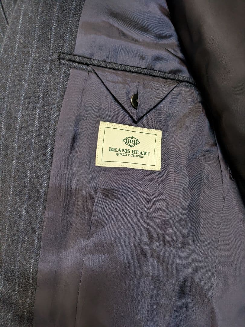 BEAMS HEART ネイビー ストライプ スーツ L 新品未使用