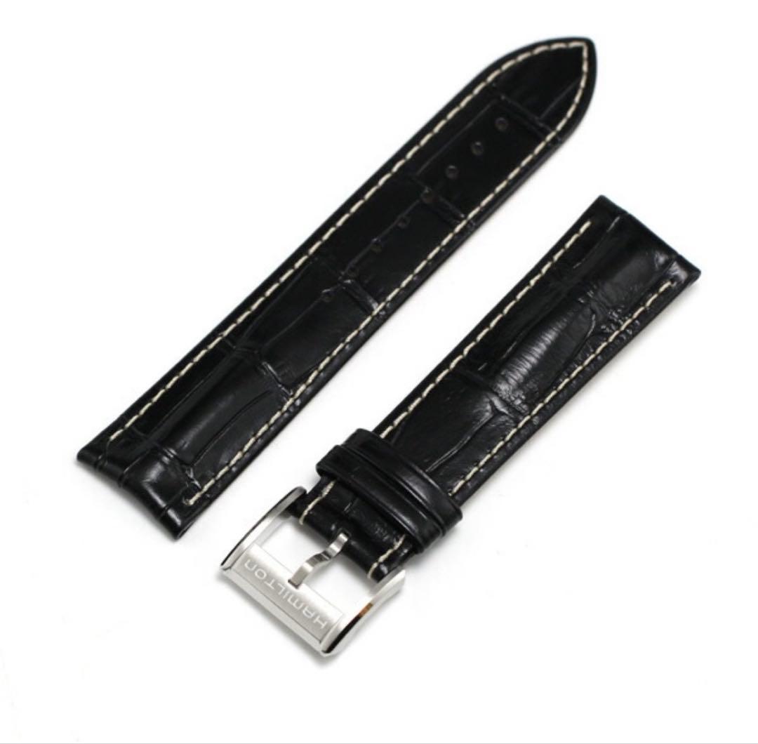 【未使用】ハミルトン22mm 黒 レザー 時計ベルト