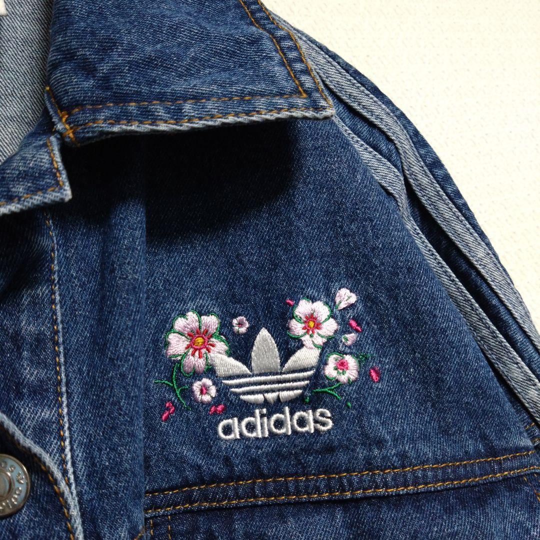美品　アディダス　オリジナルス　デニム　花柄　刺繍　ジャケット　Gジャン