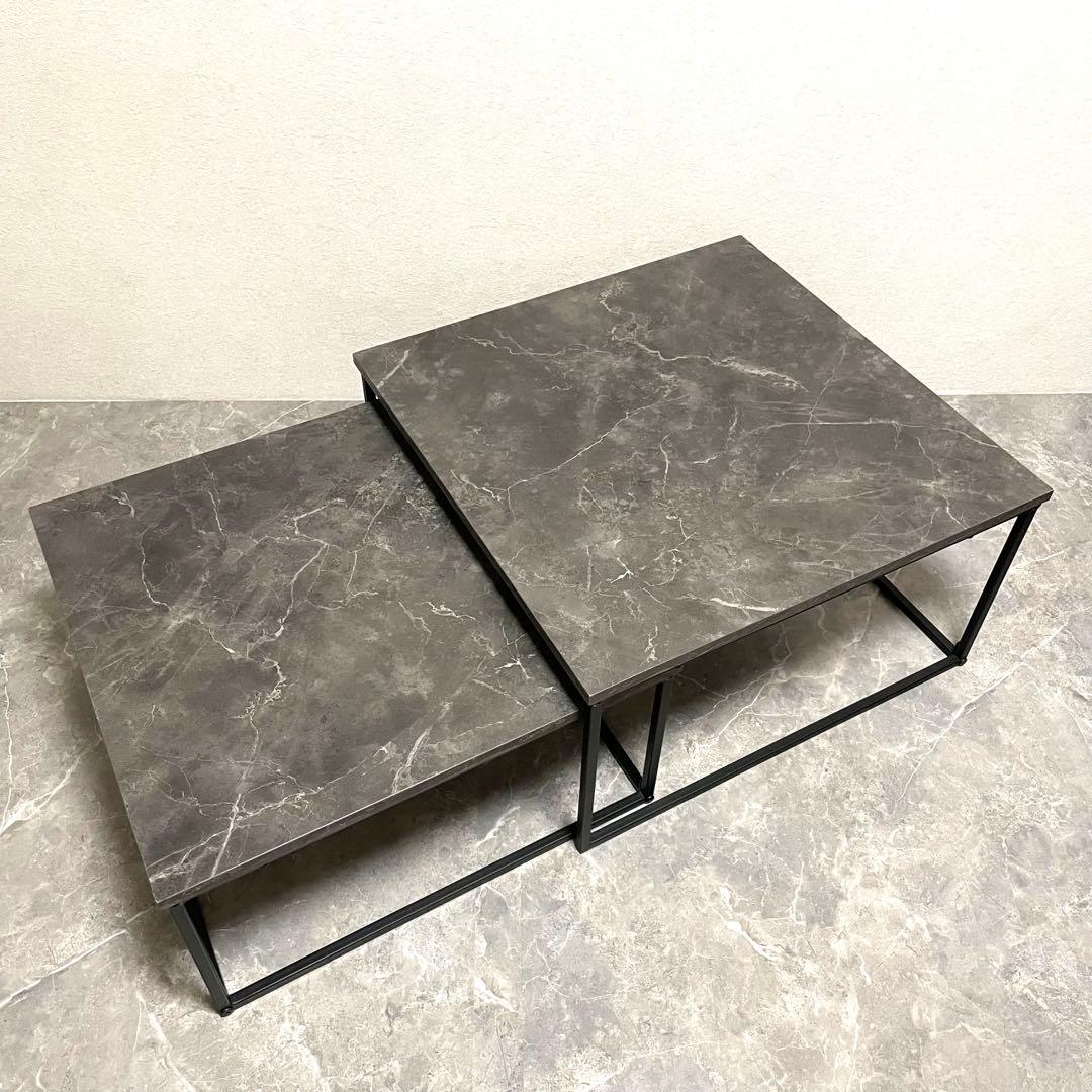 【美品】LOWYA ロウヤ 大理石柄 ネストテーブル　ローテーブル