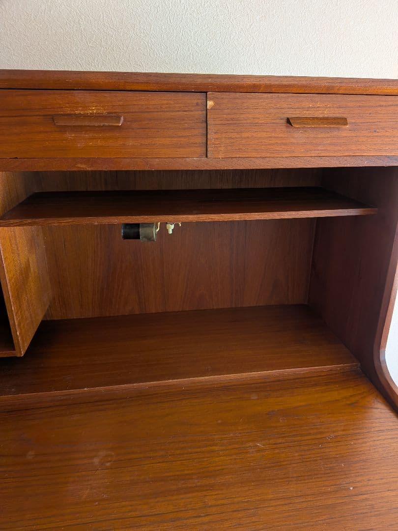 木製デスク 収納付き　ライティングビューロー