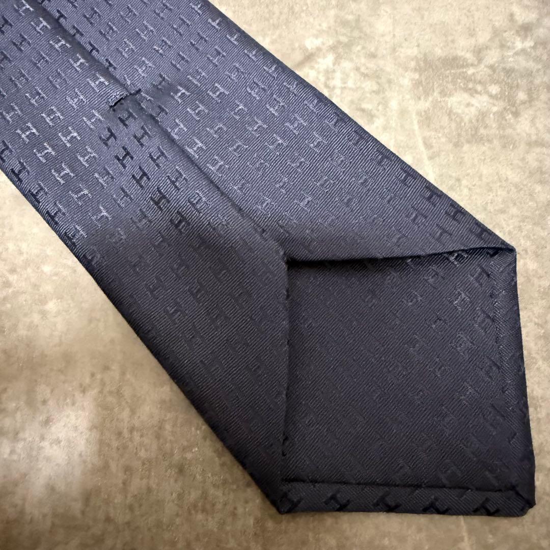 HERMES エルメス ネクタイ ネイビー ファソネ H柄 定番 王道 現行