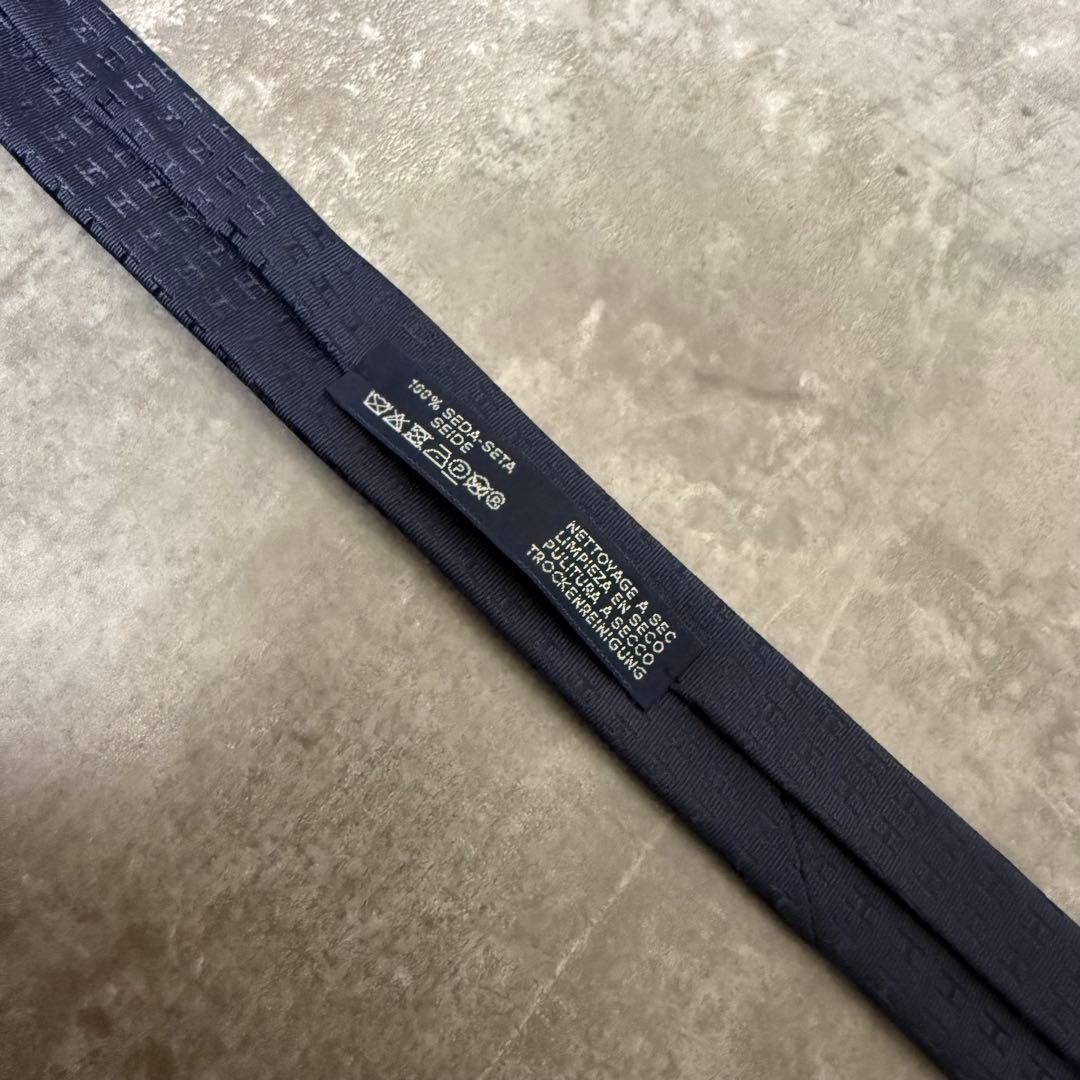 HERMES エルメス ネクタイ ネイビー ファソネ H柄 定番 王道 現行