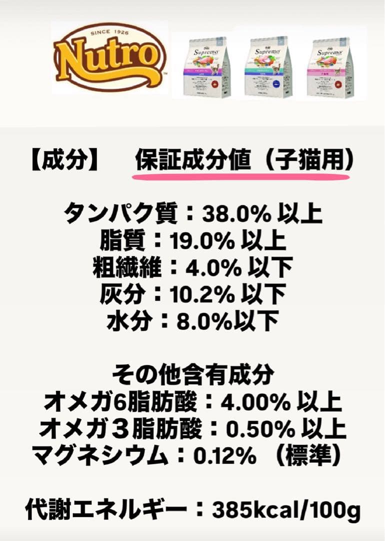 ニュートロ　シュプレモ　成猫&子猫用ミックス3kg 各１袋　①