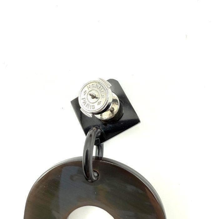 HERMES エルメス イスム バイカラー ピアス バッファローホーン ネイビー