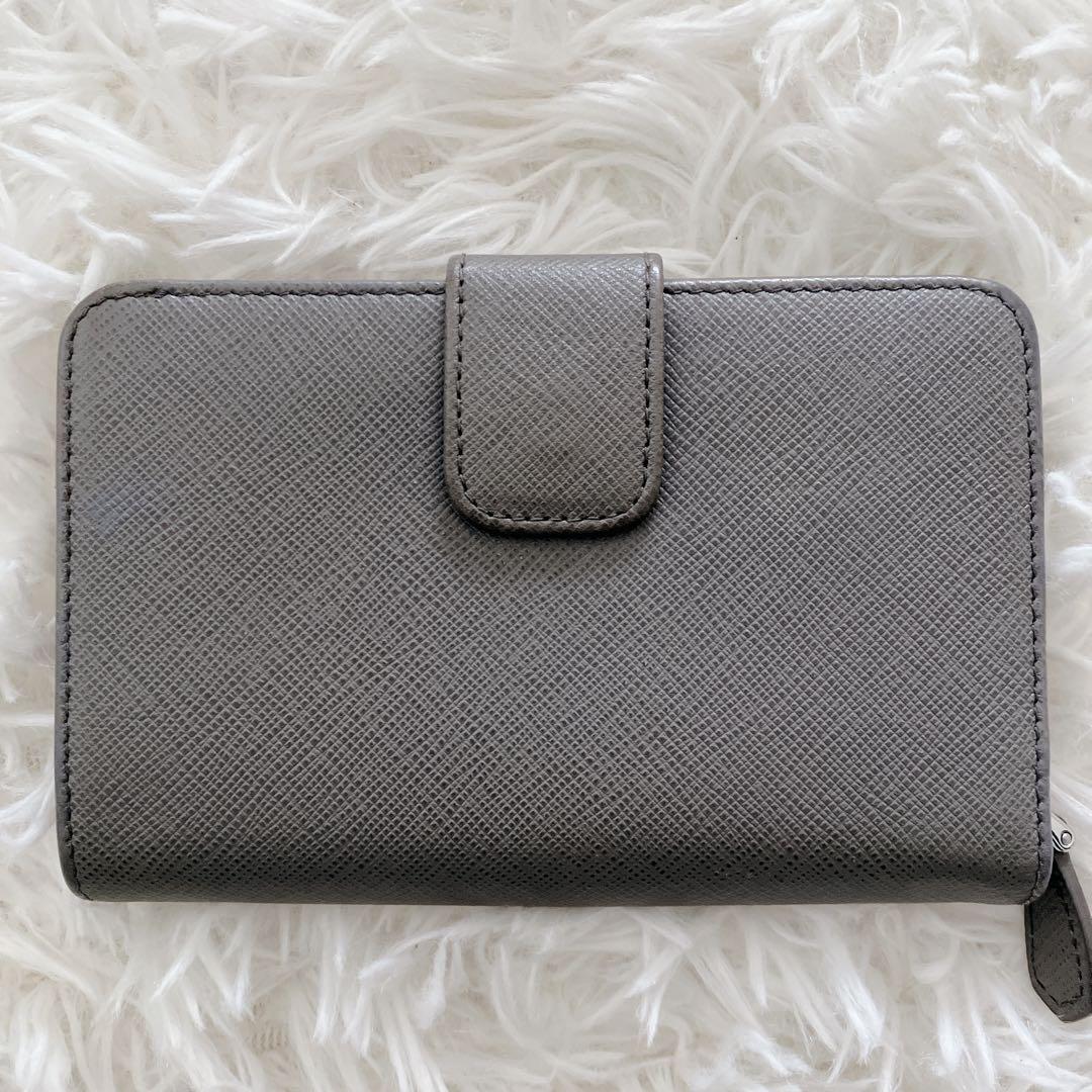 美品 正規品 PRADA サフィアーノ 1ML225 グレー 灰 二つ折り