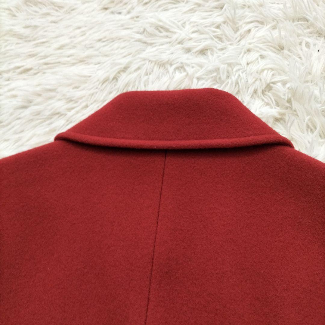 美品✨モラビト　ウール100%コート　ミドル丈　ピーコート　ダブル 　レッド　M