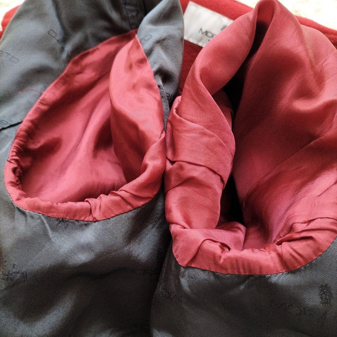 美品✨モラビト　ウール100%コート　ミドル丈　ピーコート　ダブル 　レッド　M