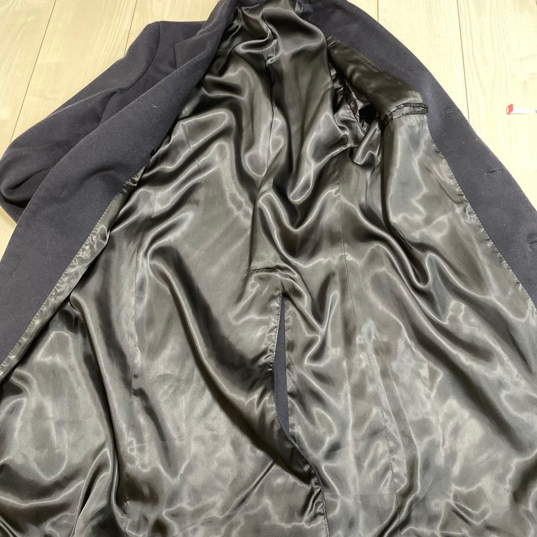 LARDINI カシミヤ100% ネイビー チェスターコート 46