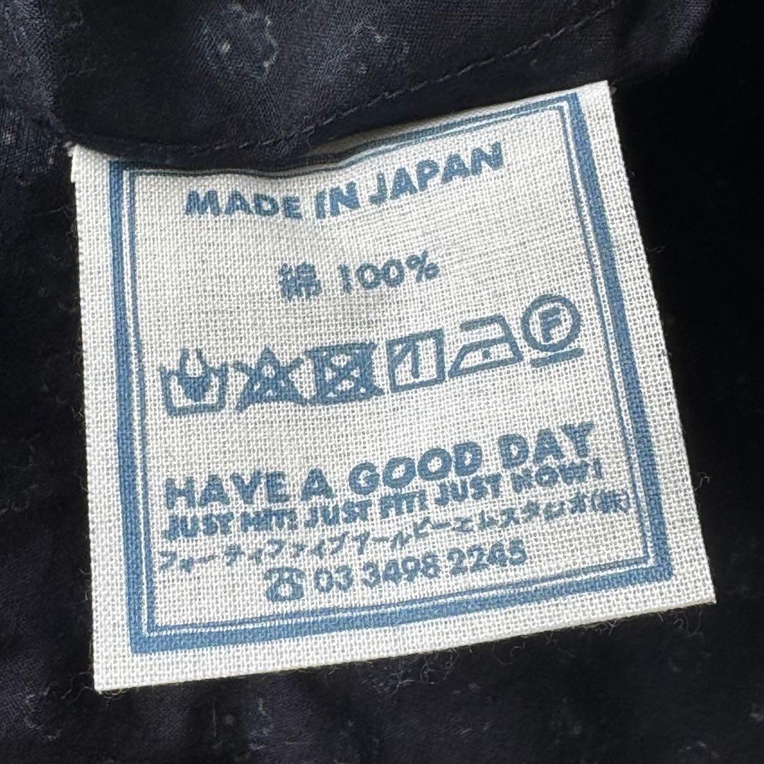 極近年美品　45R もこもこ花プリントのドレス　インディゴ