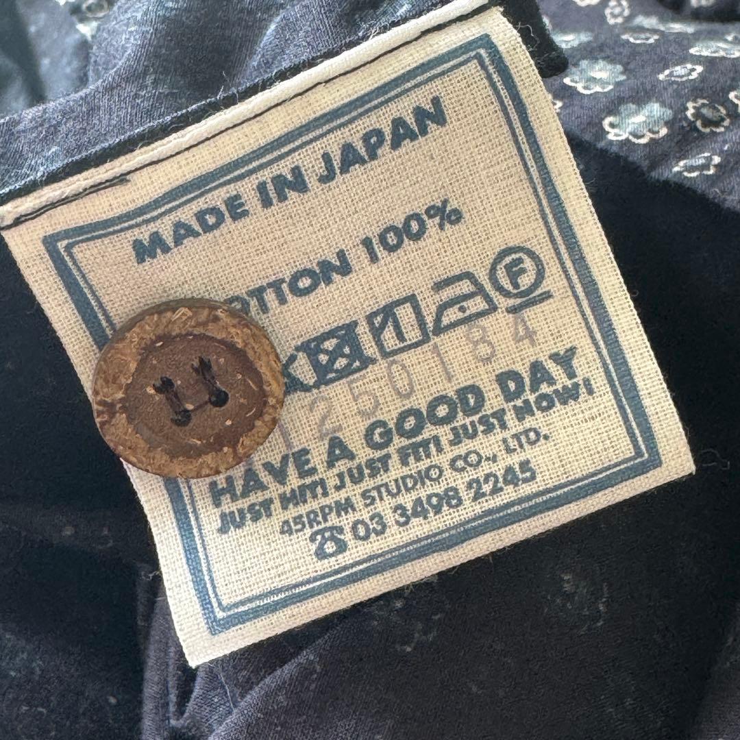 極近年美品　45R もこもこ花プリントのドレス　インディゴ