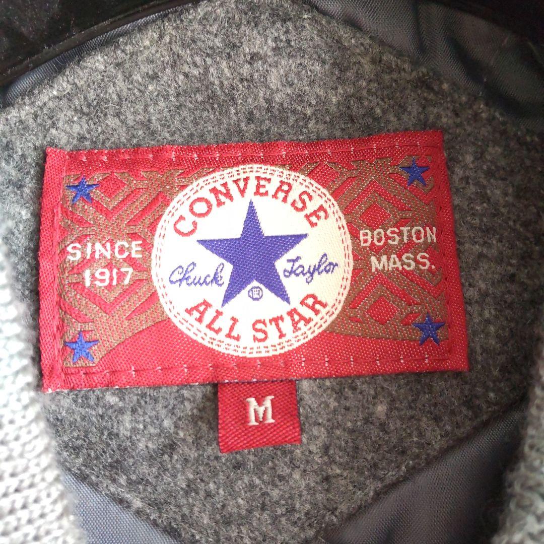 袖牛革 スタジャン グレー/アイボリー Ｍ