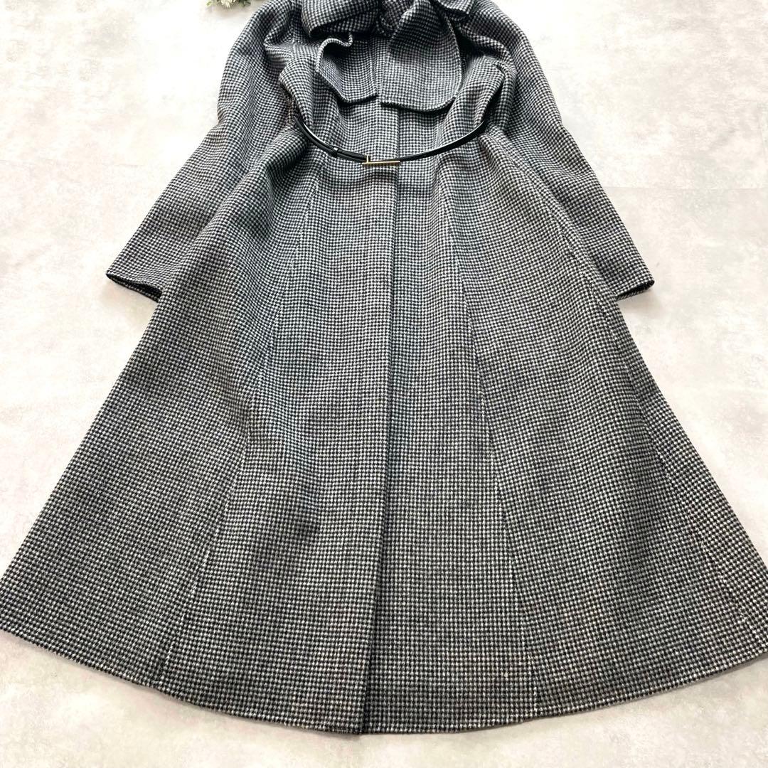 美品✨セルフォード ストール付きリバードレスコート グレー チェック ベルト