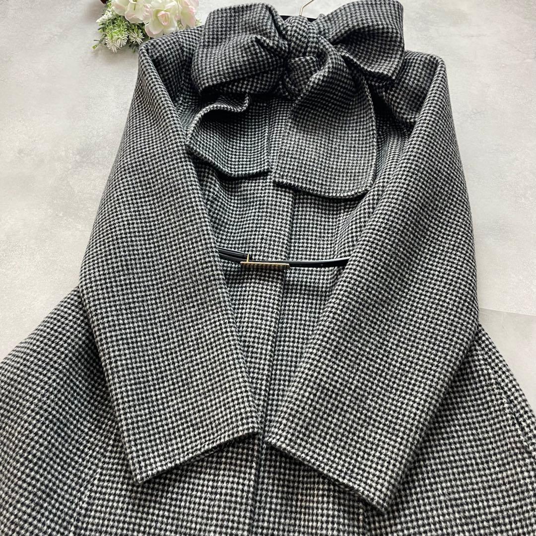 美品✨セルフォード ストール付きリバードレスコート グレー チェック ベルト