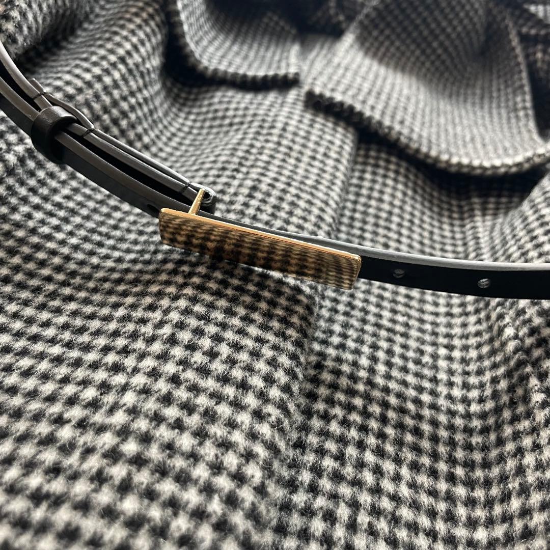 美品✨セルフォード ストール付きリバードレスコート グレー チェック ベルト