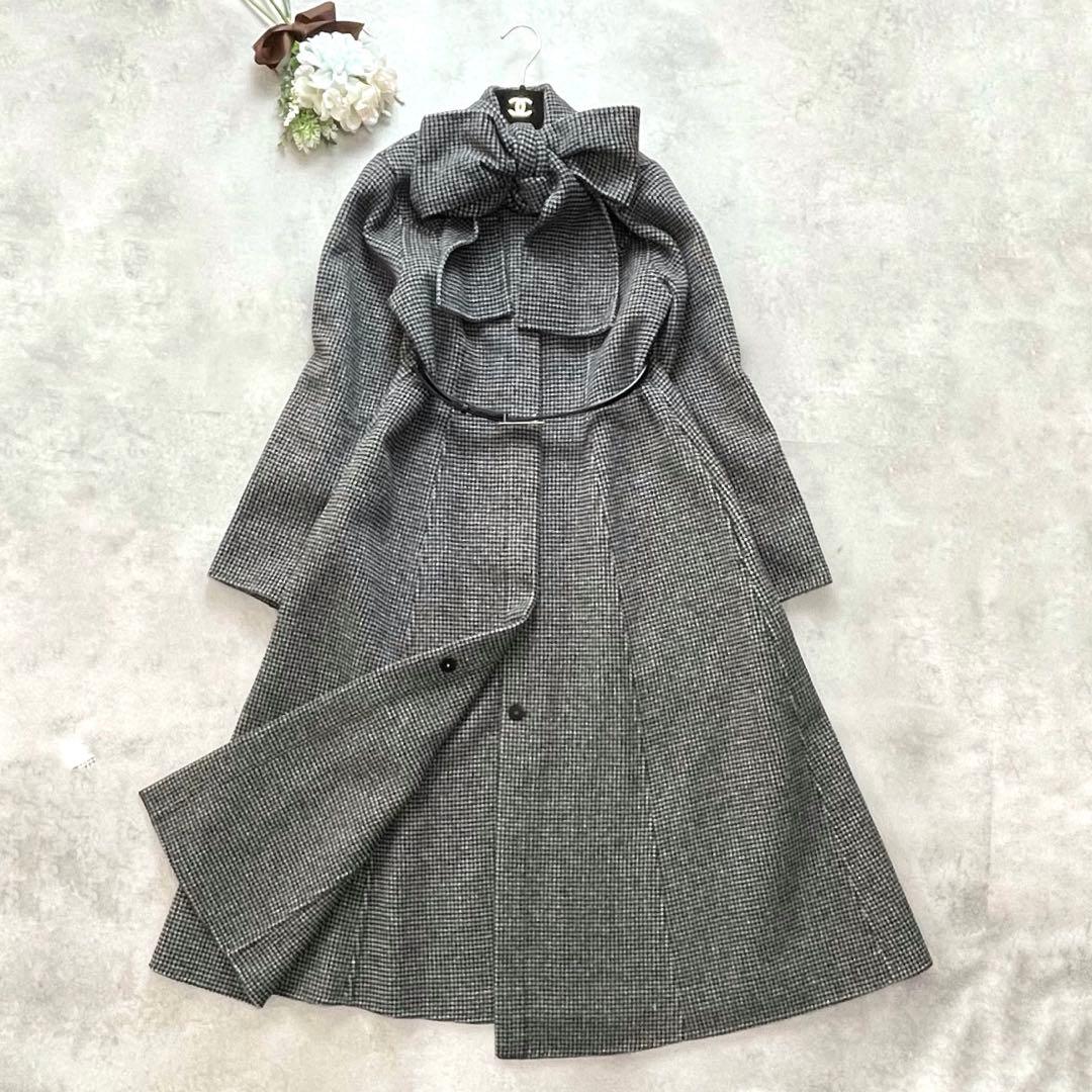 美品✨セルフォード ストール付きリバードレスコート グレー チェック ベルト
