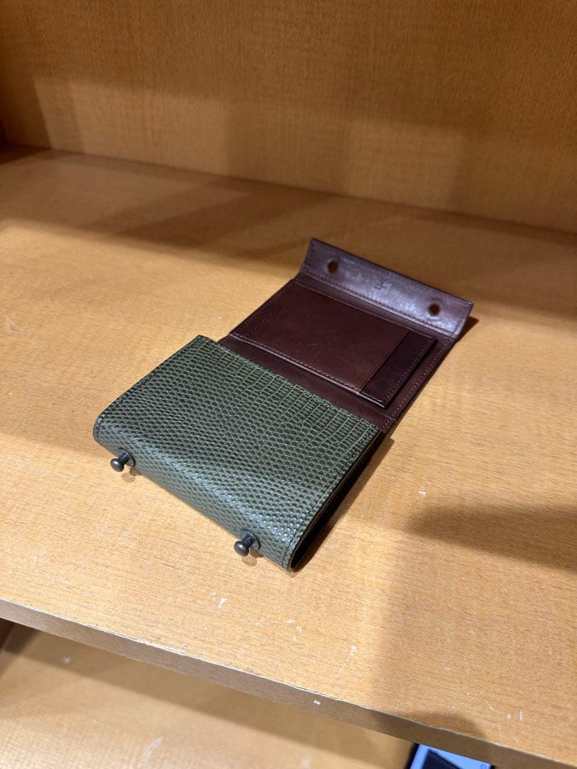 m+ エムピウ millefoglie リザード オリーブ ミニ財布