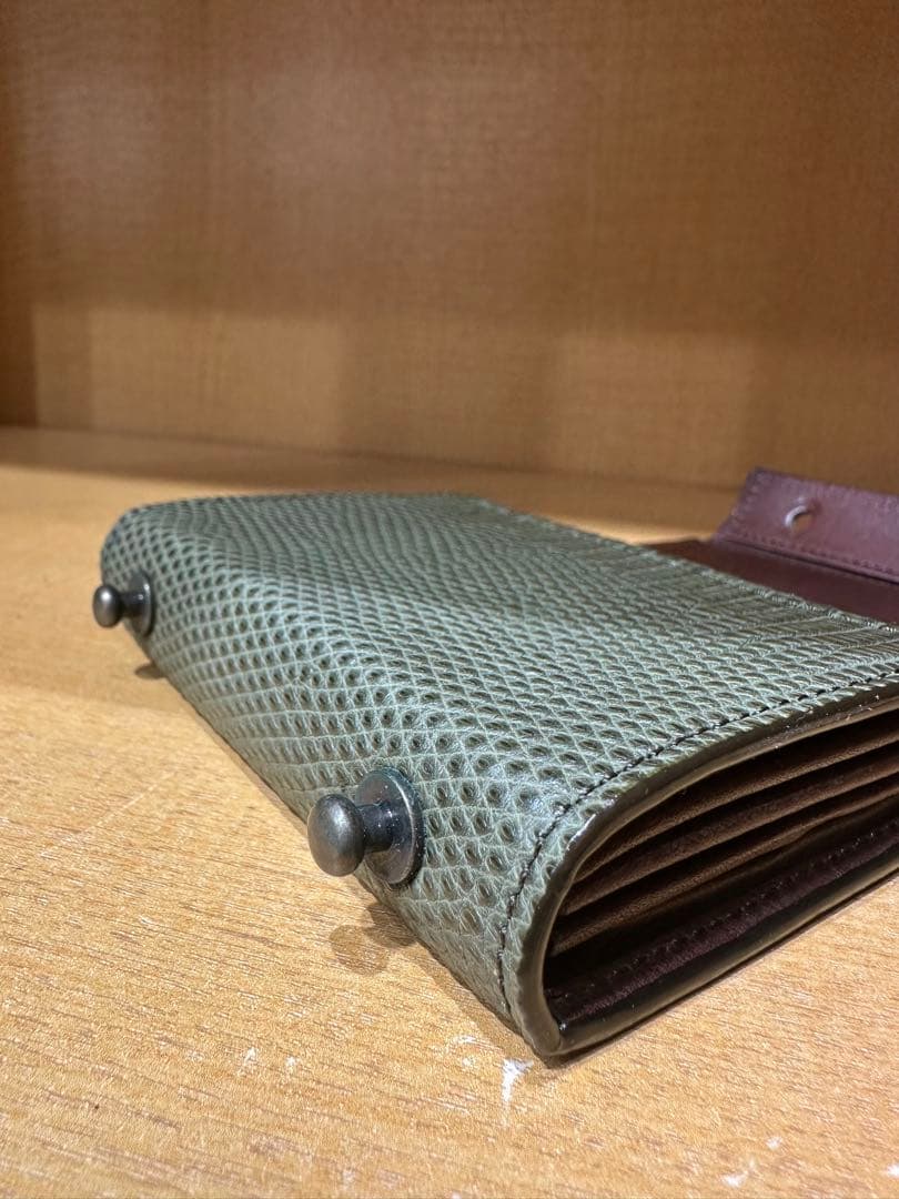 m+ エムピウ millefoglie リザード オリーブ ミニ財布