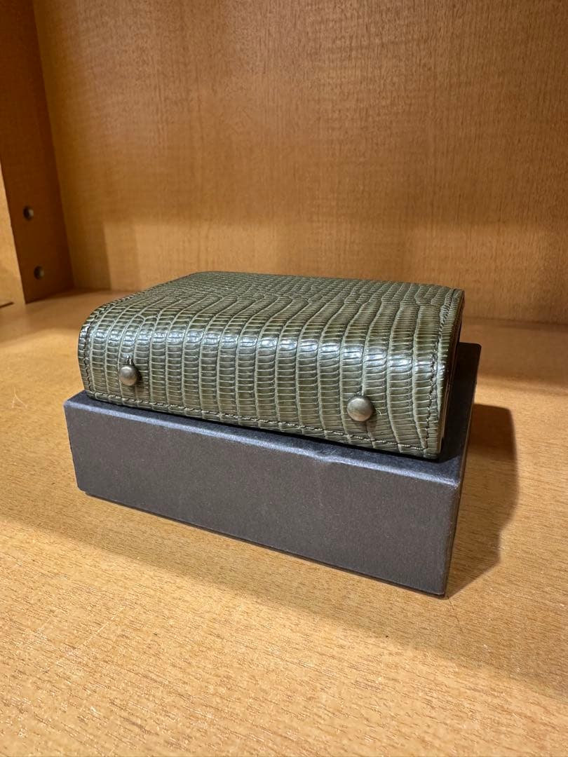 m+ エムピウ millefoglie リザード オリーブ ミニ財布