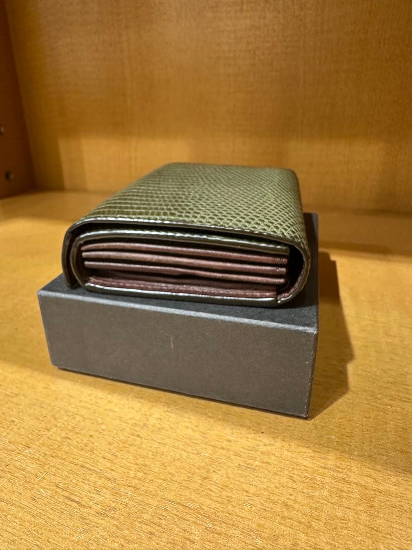 m+ エムピウ millefoglie リザード オリーブ ミニ財布