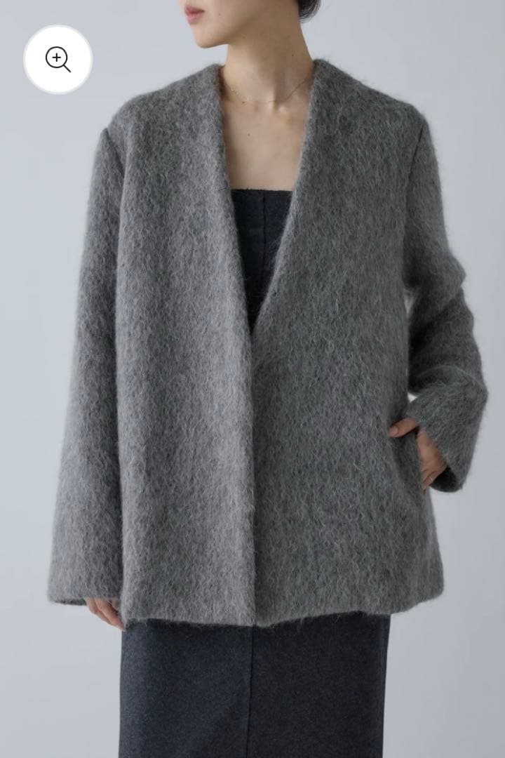 ジャケット・アウター PHERE Muscae mohair short coat gray