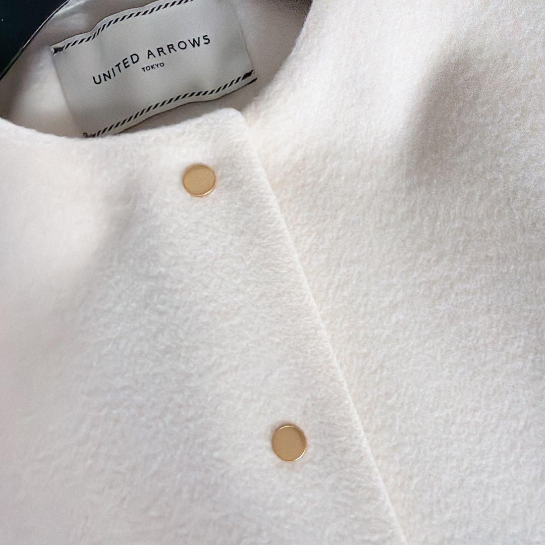 美品✨【ユナイテッドアローズ】ペプラムショートコート アイボリーホワイト 36